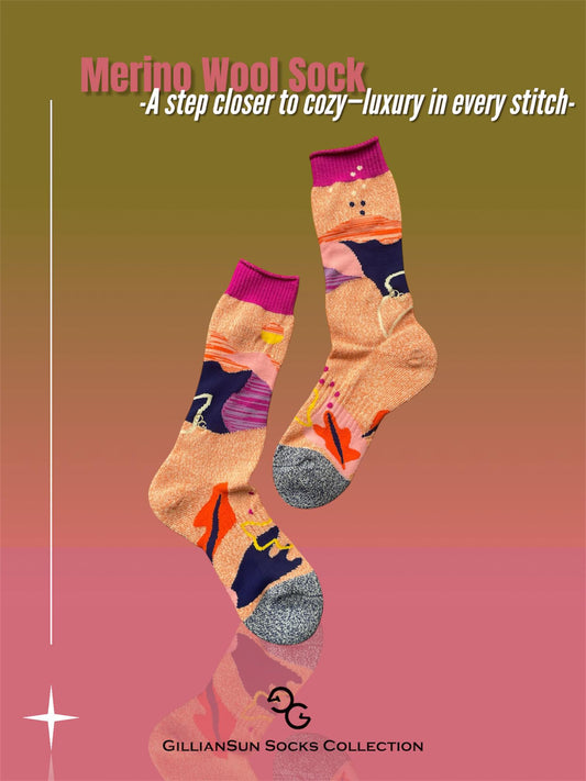 成人美麗諾羊毛襪_自然之境M尺寸_桃紅色