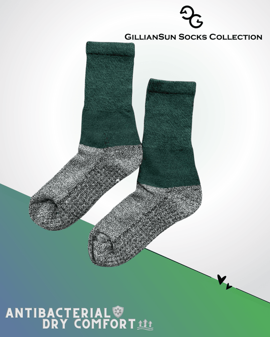 選品襪系列-寬鬆抑菌氣墊止滑襪 _深綠 (尺寸-M、L)