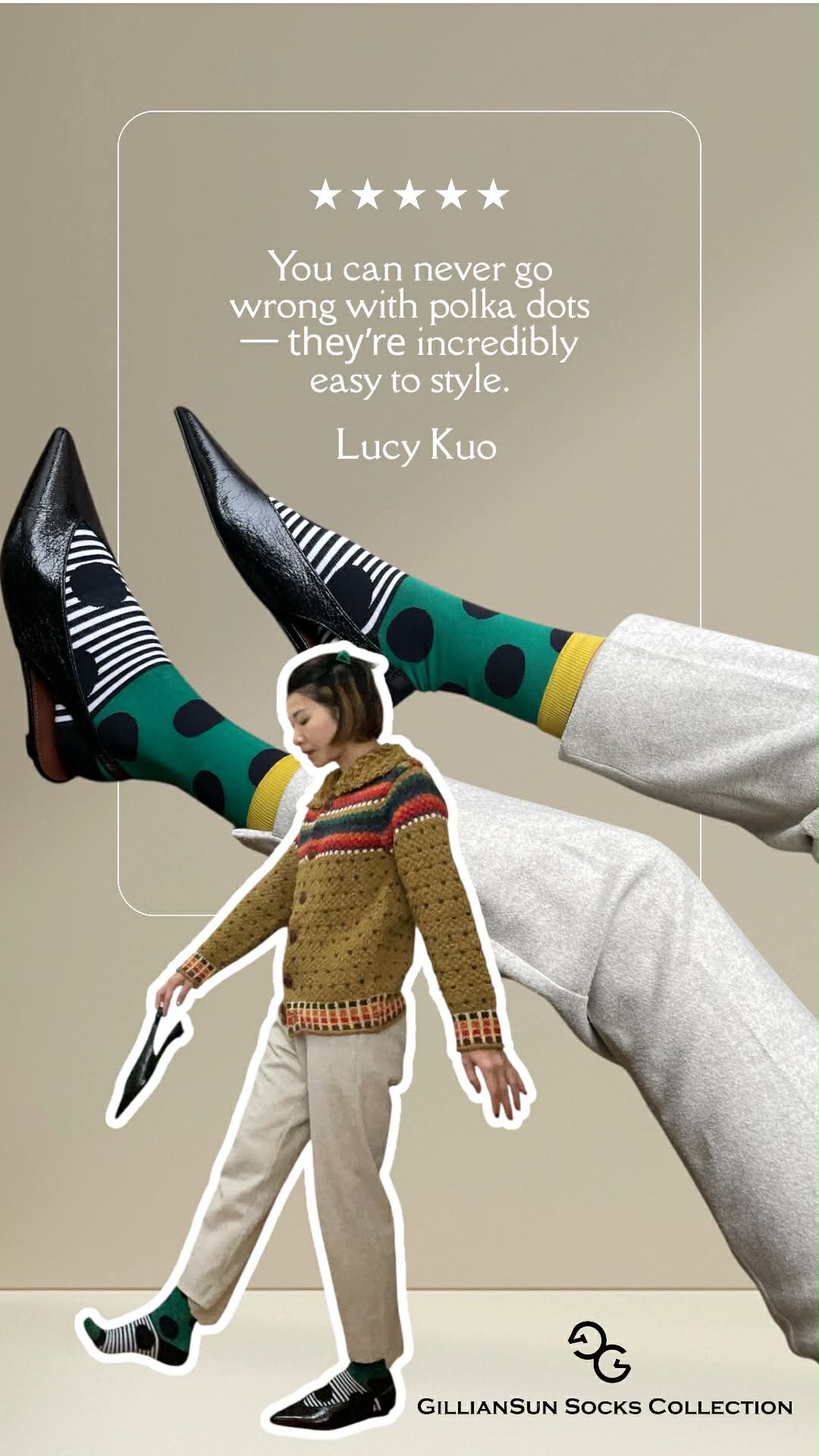 NEW 成人精梳棉襪_波點線條綠色系