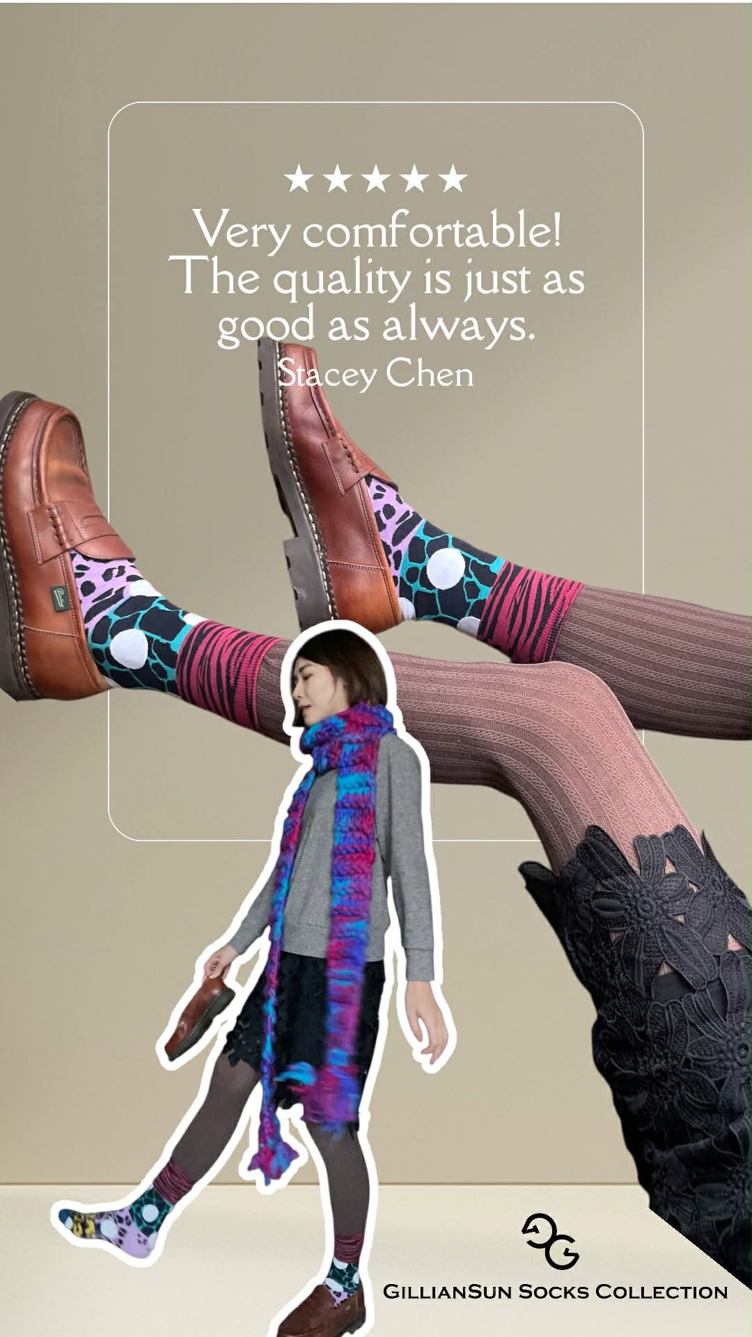 NEW 成人精梳棉襪_動物紋波點紫色系