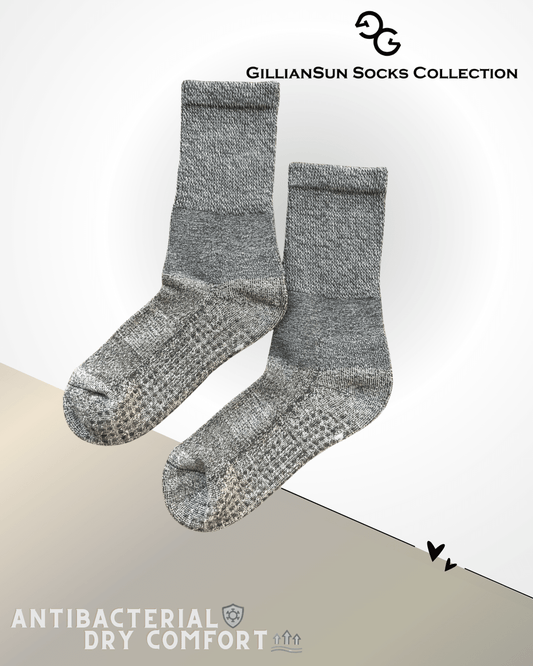 選品襪系列-寬鬆抑菌氣墊止滑襪 _灰 (尺寸-M、L)