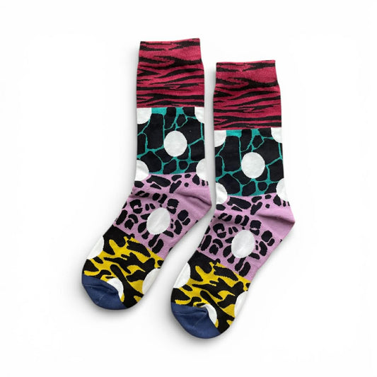 NEW 成人精梳棉襪_動物紋波點紫色系