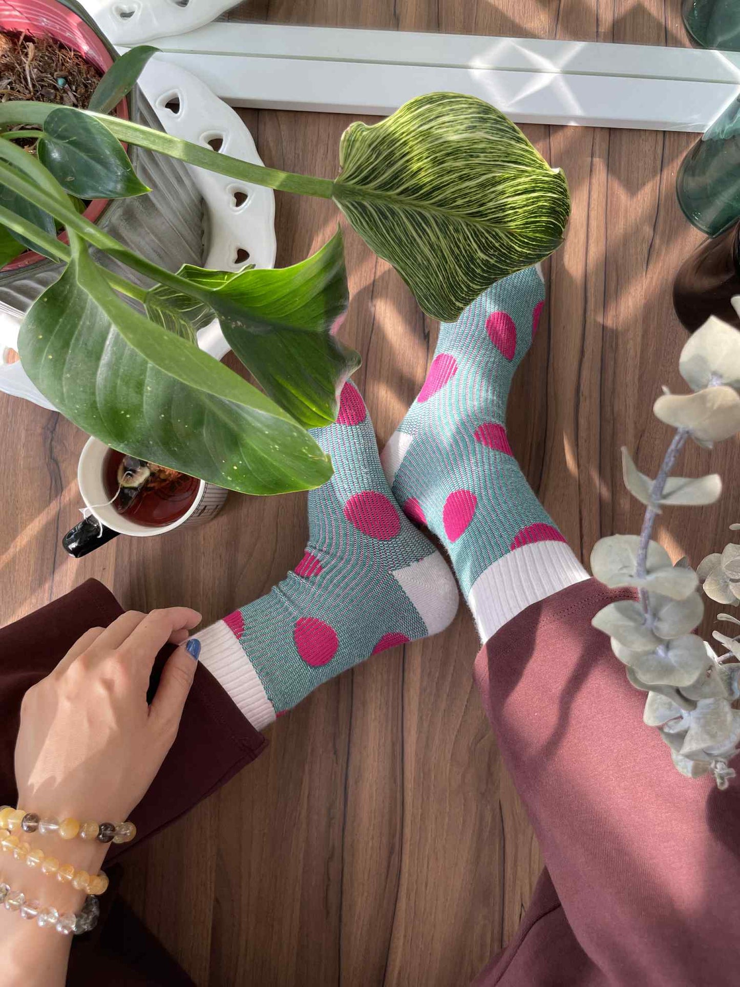 Adult Combed Cotton Double Cylinder Socks_Neon Bloom